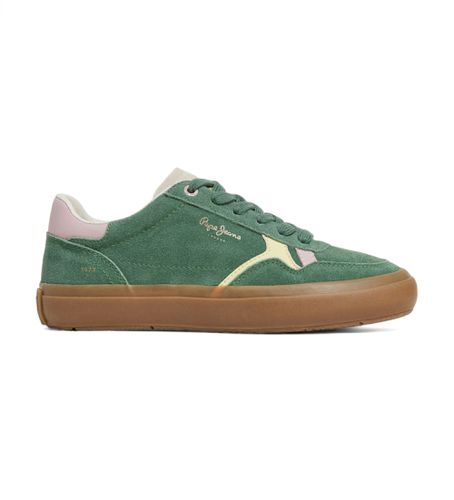 PLS31586 Travis Retro Leather Sneakers (37), Cuir, Plat, Lacets, Casuel, Vert - Pepe Jeans - Modalova