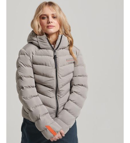 W5011594A Veste matelassée en microfibre avec capuche grise (XS), Casuel, Polister recyclé - Superdry - Modalova