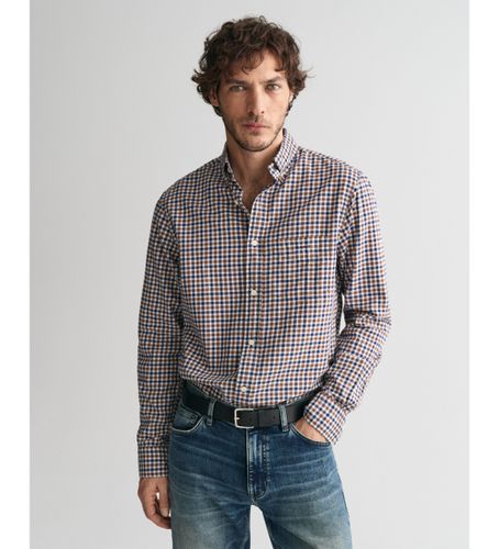 Chemise à coupe régulière en sergé léger Vichy Plaid à coupe régulière (L), Marron, Casuel, Coton, Manche longue - Gant - Modalova