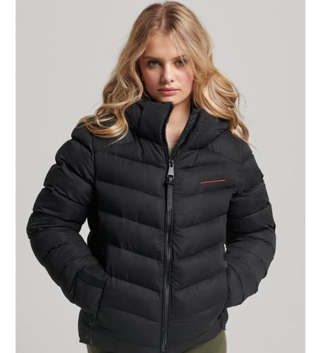 W5011594A Veste matelassée en microfibre avec capuche (S), Noir, Casuel, Polister recyclé, Durable - Superdry - Modalova