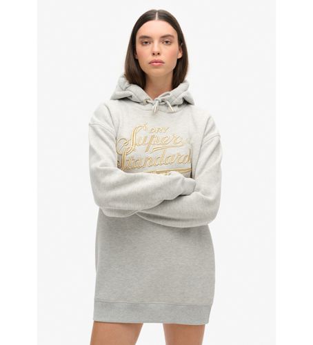 W8011756A Robe à capuche avec logo métallique Luxe (S/M), Casuel, Gris, Coton, Manche longue - Superdry - Modalova