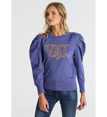 Sweatshirts sans capuche avec manches plissées lilas (S), Casuel, Violet, Coton, Manche longu - Victorio & Lucchino, V&L - Modalova