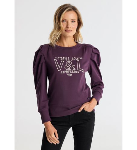 Sweatshirts sans capuche avec manches plissées lilas (XS), Casuel, Violet, Coton, Manche long - Victorio & Lucchino, V&L - Modalova