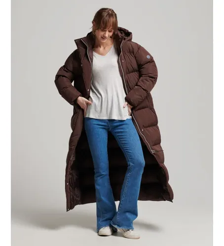 W5011643A Manteau long matelassé avec capuche marron (S), Casuel, Polyester - Superdry - Modalova