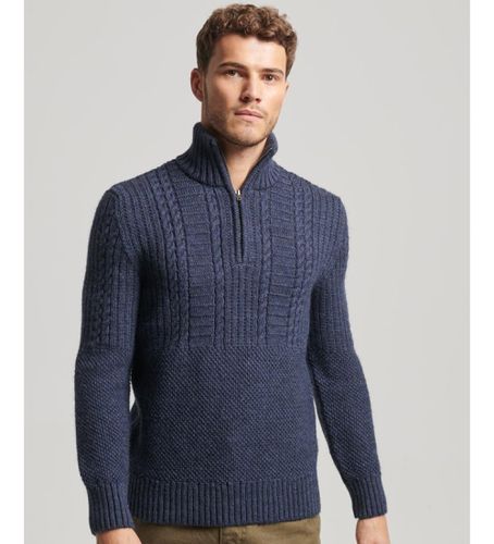 M6110527A Pull en tricot tressé demi-zip Vintage Jacob (L), Casuel, Acrylique, Marine - Superdry - Modalova