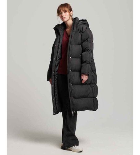 W5011642A Manteau long matelassé avec capuche noire (M), Casuel, Polyester, Durable - Superdry - Modalova