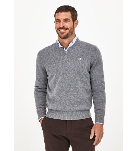 Til mænd. HM702828 Jumper med V-hals i lammeuld (L), Casual, Bomuld, Klassisk, Lange ærmer - Hackett London - Modalova