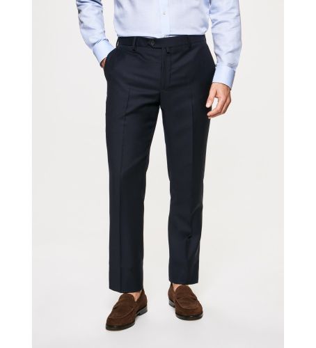 Til mænd. HM211330 Ensfarvede uldbukser navy (40), Casual, Party, Bomuld, Klassisk - Hackett London - Modalova