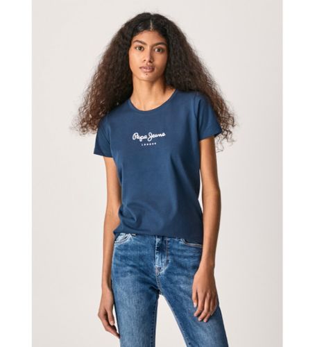Til kvinder. PL505202 New Virginia Ss N navy T-shirt (M), Casual, Bomuld, Korte ærmer - Pepe Jeans - Modalova
