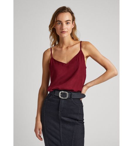 Til kvinder. PL304623 Top Gusi rødbrun (L), Casual, Bomuld, Viscose, Uden ærmer/stropper - Pepe Jeans - Modalova