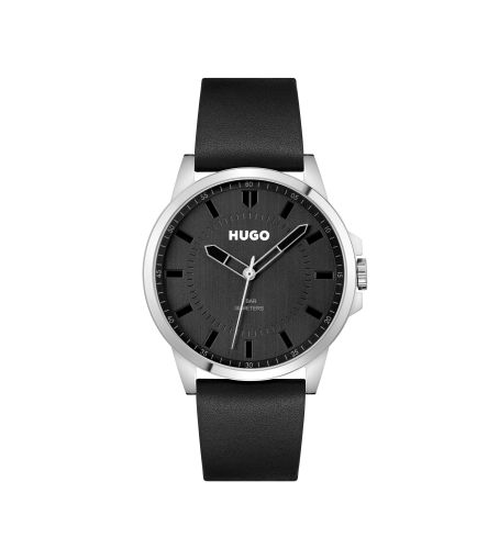 Til mænd. 1530188 Analogt ur med læderrem First black (OSFA), , Casual, Strop - HUGO - Modalova