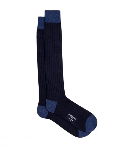 Til mænd. HMU30023 Lange merino-strømper navy (M-L), Afslappet, Bomuld - Hackett London - Modalova