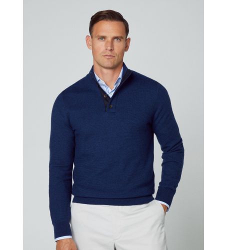 Til mænd. HM703035 Micro Weave navy trøje (M), Casual, Bomuld, Lange ærmer - Hackett London - Modalova