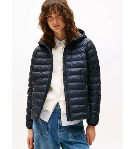 Til kvinder. WW0WW42046 Global jakke navy (L), Casual, Lange ærmer, Genanvendt polister, Bæredygtig - Tommy Hilfiger - Modalova