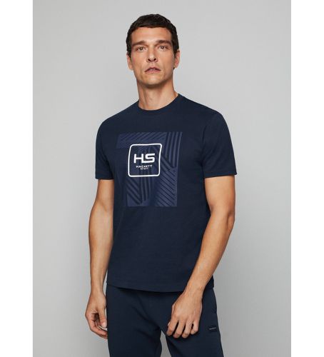 Til mænd. HM500801 Hs grafisk T-shirt navy (L), Casual, Bomuld, Korte ærmer, Blå - Hackett London - Modalova