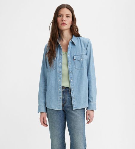 Til kvinder. 16786-0018 Ikonisk western-cowboyskjorte (S), Casual, Bomuld, Denim, Lange ærmer, Bæredygtig - Levi's - Modalova