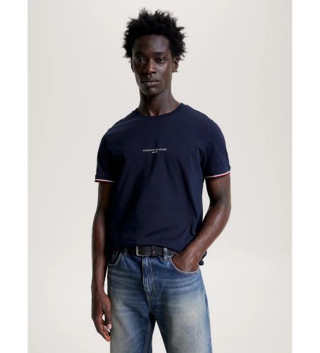 Til mænd. MW0MW32584 Smal T-shirt med kanter på ærmerne (L), Casual, Bomuld, Korte ærmer - Tommy Hilfiger - Modalova