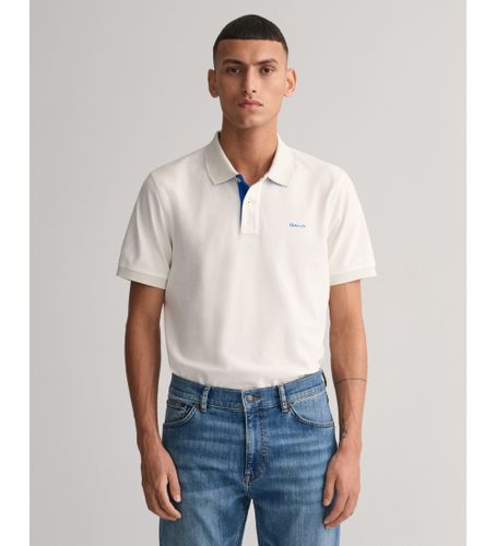 Til mænd. 2062026 Offwhite poloshirt i kontrastfarvet piqué (S), , Casual, Bomuld, Klassisk, Korte ærmer - Gant - Modalova