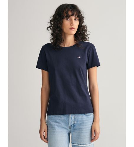 Til kvinder. 4200200 Shield T-shirt navy (XS), Casual, Bomuld, Korte ærmer, Blå - Gant - Modalova