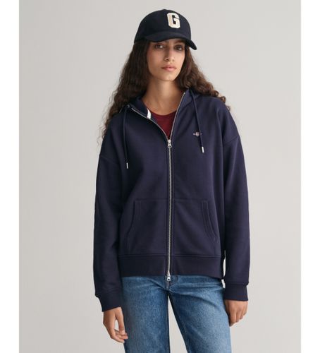 Til kvinder. 4204665 Hættetrøje med navy Shield lynlås (XS), Casual, Bomuld, Lange ærmer - Gant - Modalova