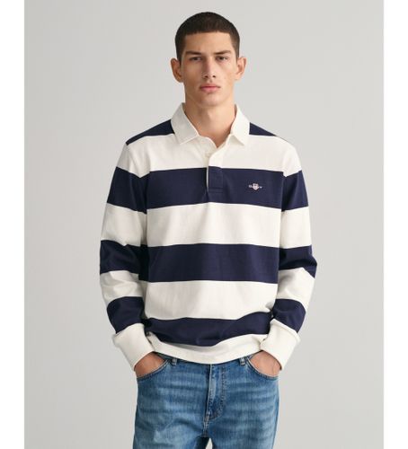 Til mænd. 2005111 Rugger Heavy poloshirt med brede striber Shield off-white (XL), , Casual, Bomuld, Klassisk, Lange ærmer - Gant - Modalova