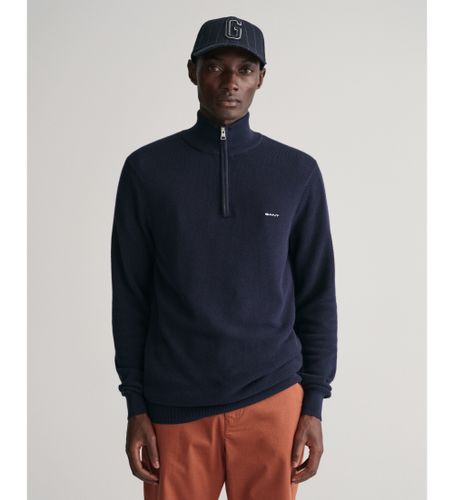 Til mænd. 8040523 Pique-pullover i bomuld med halv lynlås navy (S), Casual, Lange ærmer - Gant - Modalova