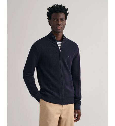 Til mænd. 8040524 Cardigan i bomuldspique med navy lynlås (XS), Casual, Lange ærmer - Gant - Modalova
