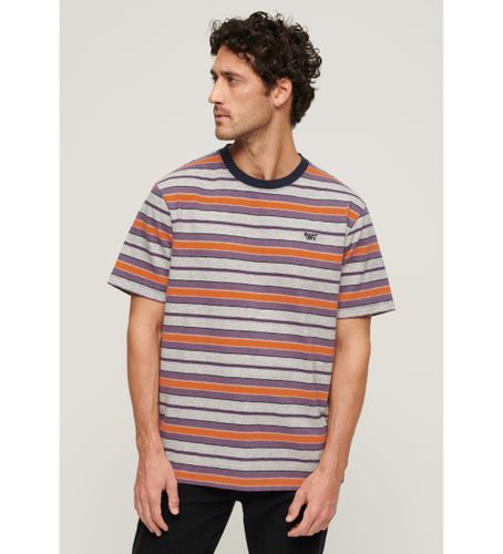 Til mænd. M1011722A Gråstribet T-shirt med afslappet pasform (L), Casual, Bomuld, Korte ærmer - Superdry - Modalova