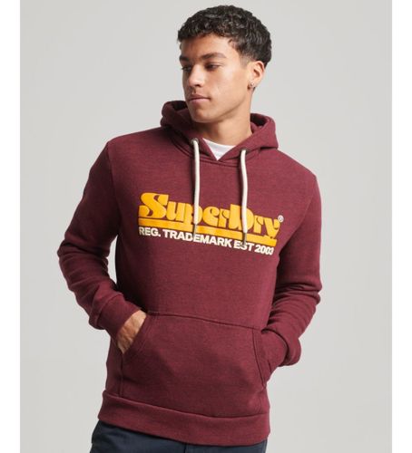 Til mænd. M2013020A Sweatshirt med hætte og 70'er Retro Font-logo i bordeaux (S), Casual, Sport, Bomuld, Polyester - Superdry - Modalova