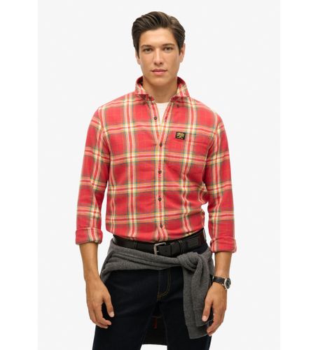 Til mænd. M4010727A Langærmet skovhuggerskjorte i bomuld (S), Rød, Casual, Lange ærmer, Økologisk bomuld, Bæredygtig - Superdry - Modalova
