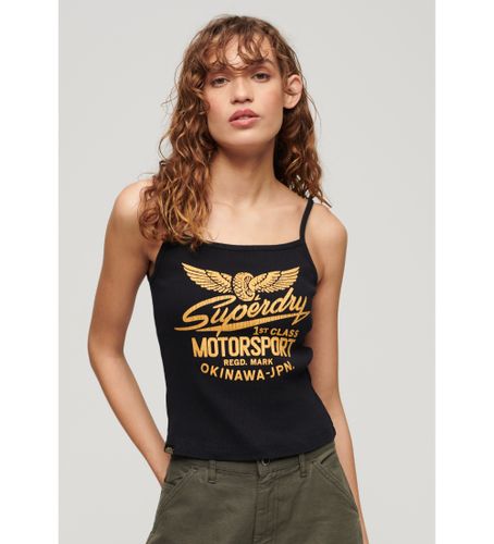 Til kvinder. W6011887A Retro Rocker grafisk T-shirt (L/XL), Casual, Uden ærmer/stropper, Økologisk bomuld, Bæredygtig - Superdry - Modalova