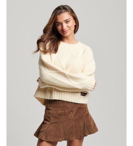 Til kvinder. W6110498A Mælkehvid chunky strikket trøje (XS), Casual, Polyester, Lange ærmer - Superdry - Modalova