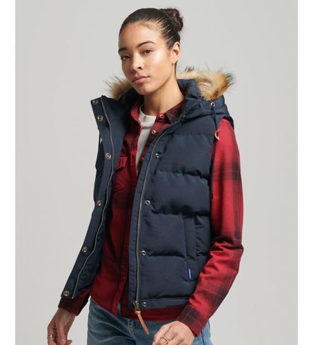 Til kvinder. W5011395A Vest i syntetisk pels Everest navy (XS), Casual, Polyester, Blå - Superdry - Modalova