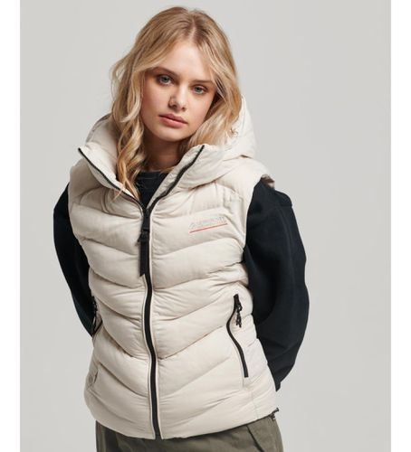 Til kvinder. W5011560A Vatteret vest i mikrofiber med hætte, (XXS), Casual, Genanvendt polister, Bæredygtig - Superdry - Modalova