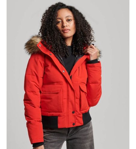 Til kvinder. W5011576A Everest quiltet bomberjakke med hætte, (XS), Casual, Polyester, Bæredygtig - Superdry - Modalova
