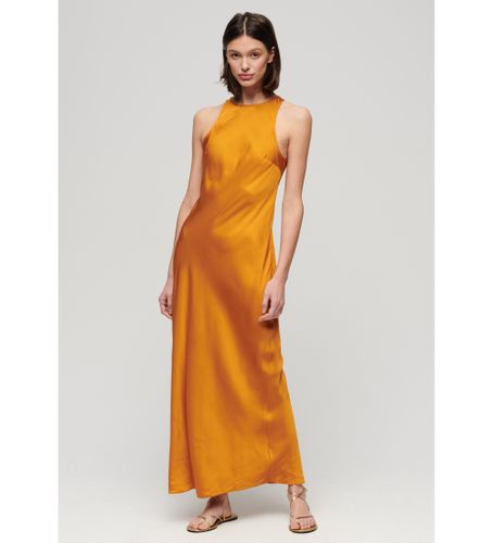 Til kvinder. W8011628A Midikjole i satin med olympisk ryg (M), Casual, Orange, Viscose, Uden ærmer/stropper - Superdry - Modalova