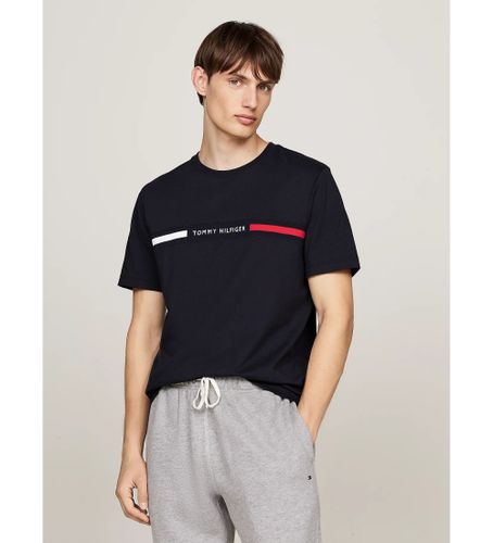 Til mænd. MW0MW36498 T-shirt med rund hals og navy-logo (M), Casual, Korte ærmer, Økologisk bomuld - Tommy Hilfiger - Modalova