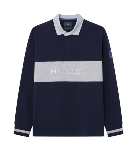 Til mænd. HM570833 Heritage Hkn navy polo shirt (L), Casual, Bomuld, Lange ærmer, Blå - Hackett London - Modalova