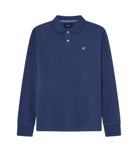 Til mænd. HM550887 Polo Slim Fit Logo navy (S), Casual, Bomuld, Lange ærmer, Blå - Hackett London - Modalova