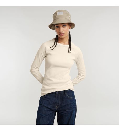 Til kvinder. D25026-D850-127 Slim Rib Keyhole T-shirt (S), Casual, Lange ærmer, Økologisk bomuld, Bæredygtig - G-Star - Modalova