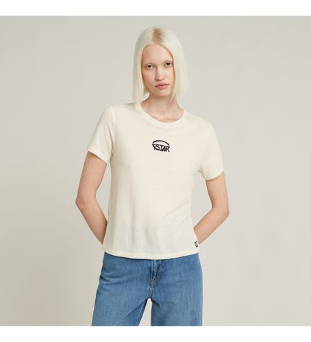 Til kvinder. D26417-C954-127 T-shirt Small Center Logo off-white (XS), , Casual, Bomuld, Korte ærmer - G-Star - Modalova