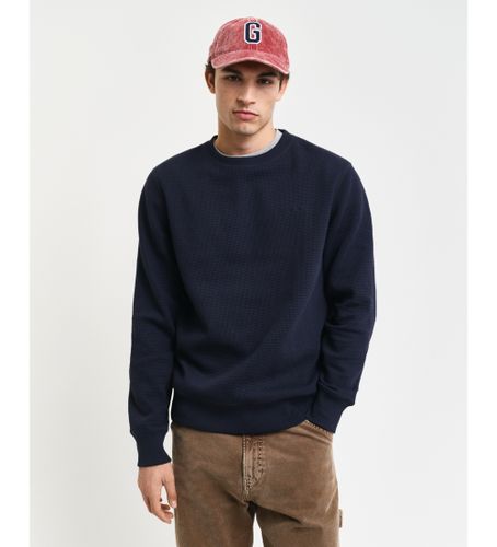 Til mænd. 2015080 Navy Honeycomb Textured Crewneck Sweatshirt (L), Casual, Bomuld - Gant - Modalova