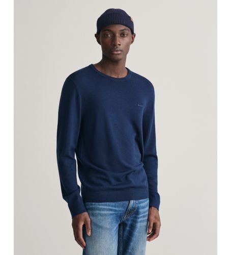 Til mænd. 8050205 Trøje i ekstra fin merinould med navyfarvet rund hals (S), Casual, Bomuld, Lange ærmer - Gant - Modalova