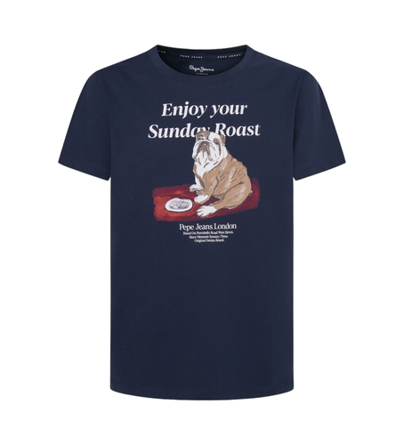 Til mænd. PM509622 Axel navy T-shirt (S), Casual, Korte ærmer, Økologisk bomuld, Bæredygtig - Pepe Jeans - Modalova