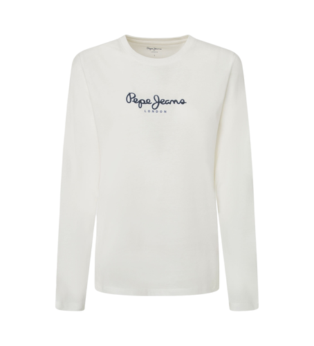 Til kvinder. PL505947 T-shirt Fiore Ls (XS), Casual, Lange ærmer, Økologisk bomuld, Bæredygtig - Pepe Jeans - Modalova
