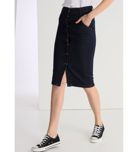 Til kvinder. 315048076 Navy denim-nederdel med knapper (26), Casual, Bomuld - Victorio & Lucchino, V&L - Modalova