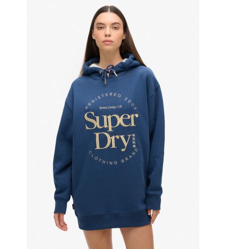 Til kvinder. W8011756A Kjole med hætte og metallisk Luxe-logo (S/M), Casual, Bomuld, Lange ærmer, Bæredygtig - Superdry - Modalova