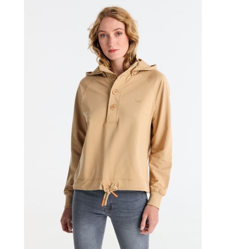 Til kvinder. 464632656 Aftagelig sweatshirt med hætte og knapper (XS), Casual, Bomuld, Lange ærmer - Lois Jeans - Modalova