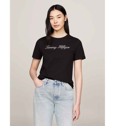 Til kvinder. WW0WW43459 T-shirt med logo (L), Casual, Korte ærmer, Økologisk bomuld, Bæredygtig - Tommy Hilfiger - Modalova