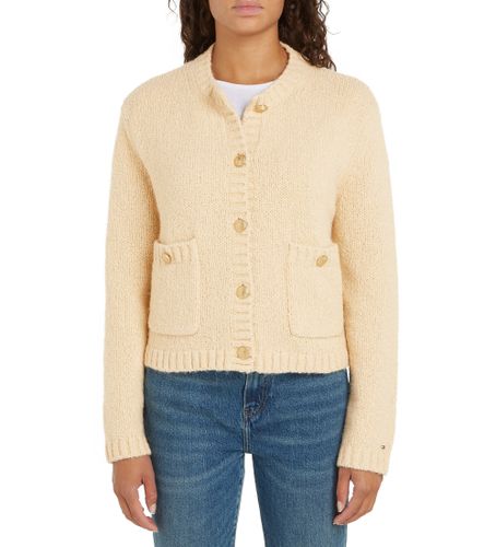 Til kvinder. WW0WW44473 Struktureret cardigan med gyldne, knapper (L), Casual, Økologisk bomuld, Bæredygtig - Tommy Hilfiger - Modalova